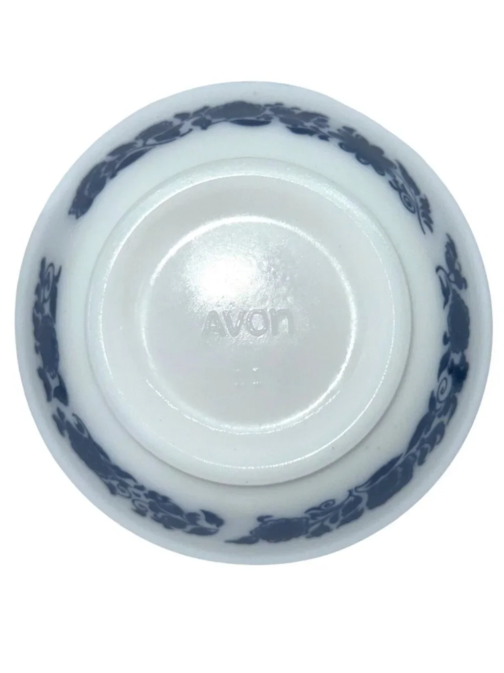 Vintage 1970s Avon Milk Glass Pitcher and Basin with Deft Blue Floral Pattern - Picture 8 of 8